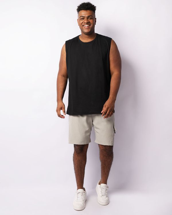 Bermuda Plus Size Masculina Reta Com Bolsos Bege G3