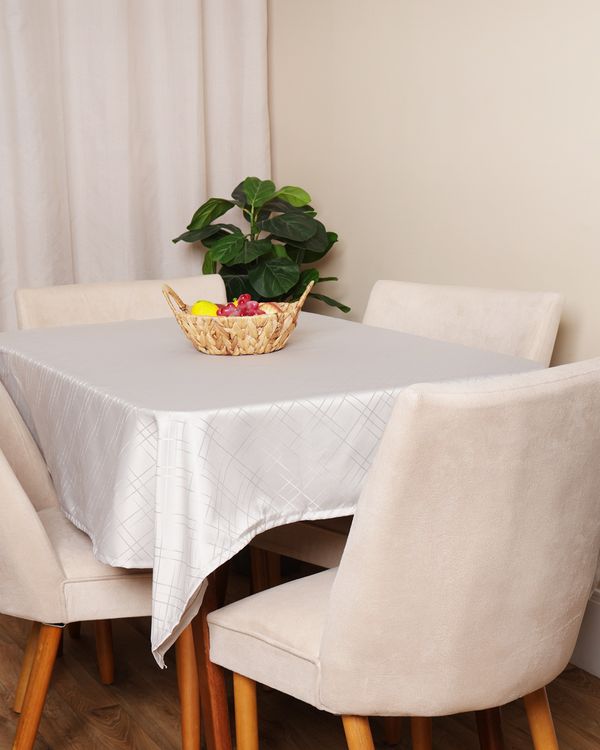 Toalha de Mesa Retangular Dohler 140cm x 210cm Jacquard Cinza UN