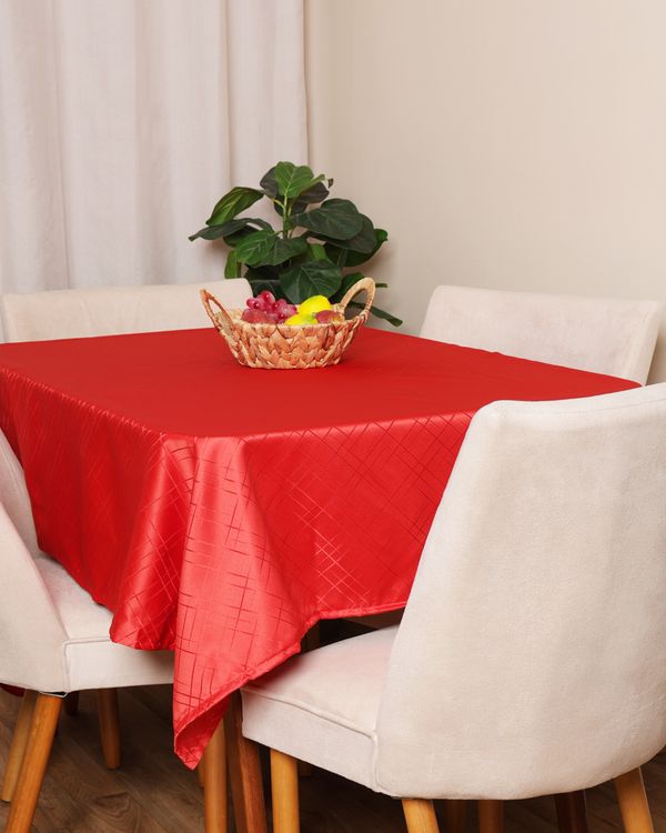Toalha de Mesa Retangular Dohler 140cm x 210cm Jacquard Vermelha UN