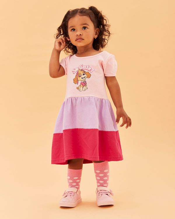 Vestido Bebê Três Marias Patrulha Canina Skye Rosa 2