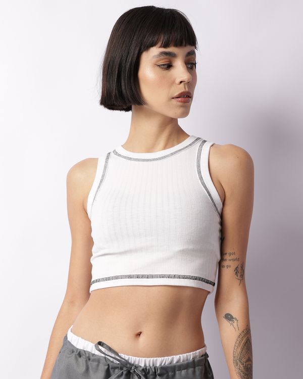 Regata Feminina Cropped Canelada Branca M