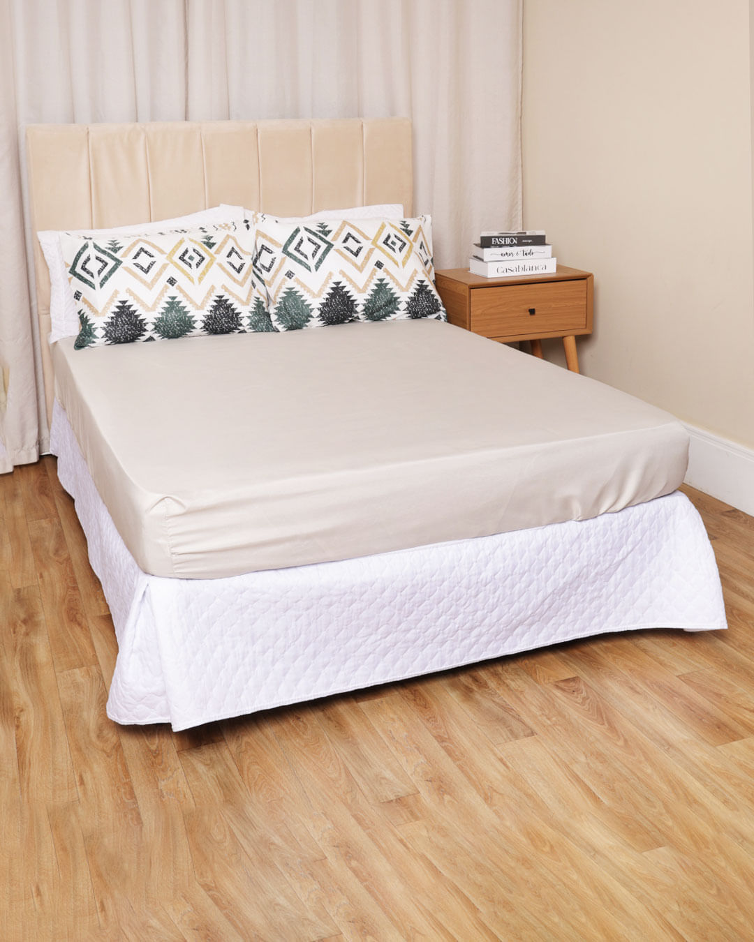 Jg-De-Cama-Queen-3-Pcs-Etnico---Bege-Xadrez