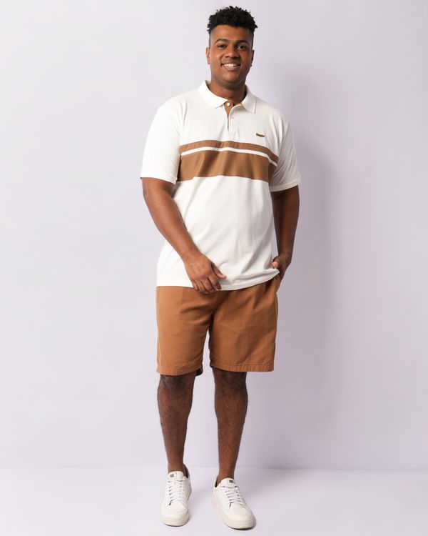 Bermuda Plus Size Masculina Sarja Reta Com Cordão Marrom G1