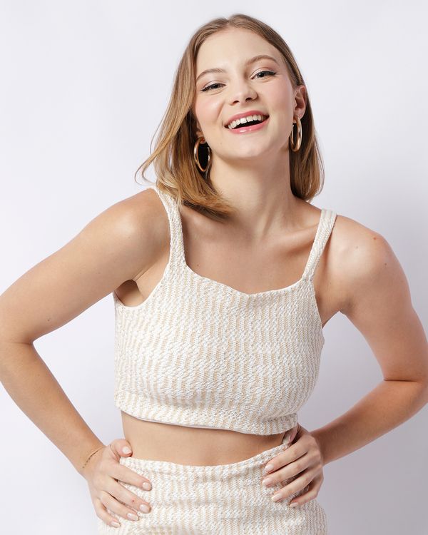 Regata Feminina Cropped Tricô Off White M