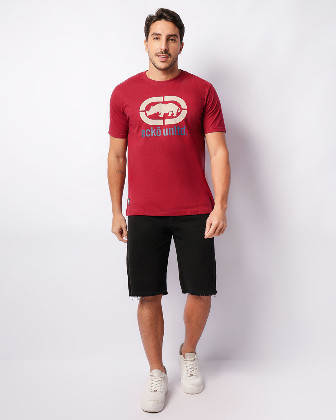 Bermuda Masculina Sarja Barra Desfiada Preta