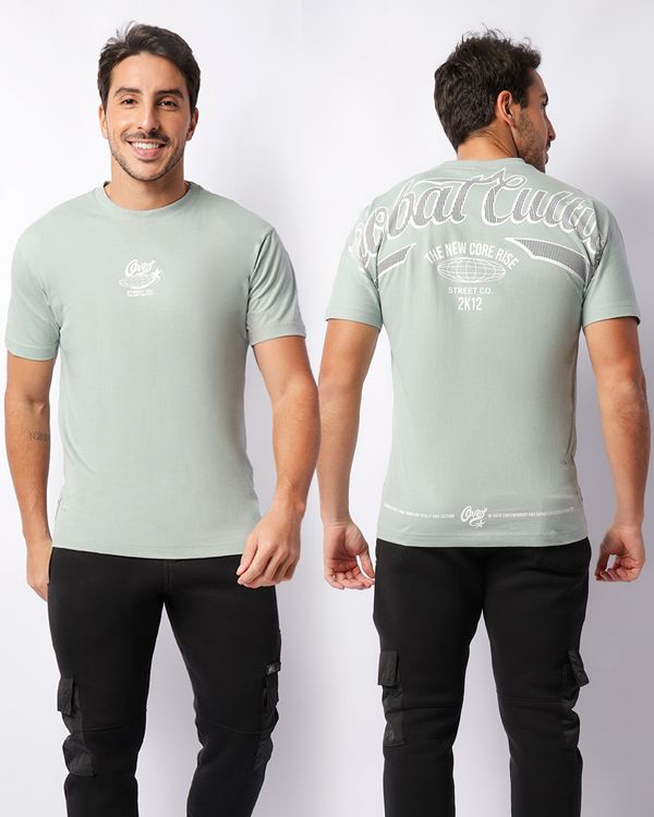 Camiseta Masculina Manga Curta Overcore Estampada Verde P