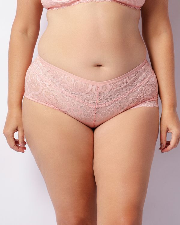 Calcinha Plus Size Feminina Caleçon Com Renda Rosa 46
