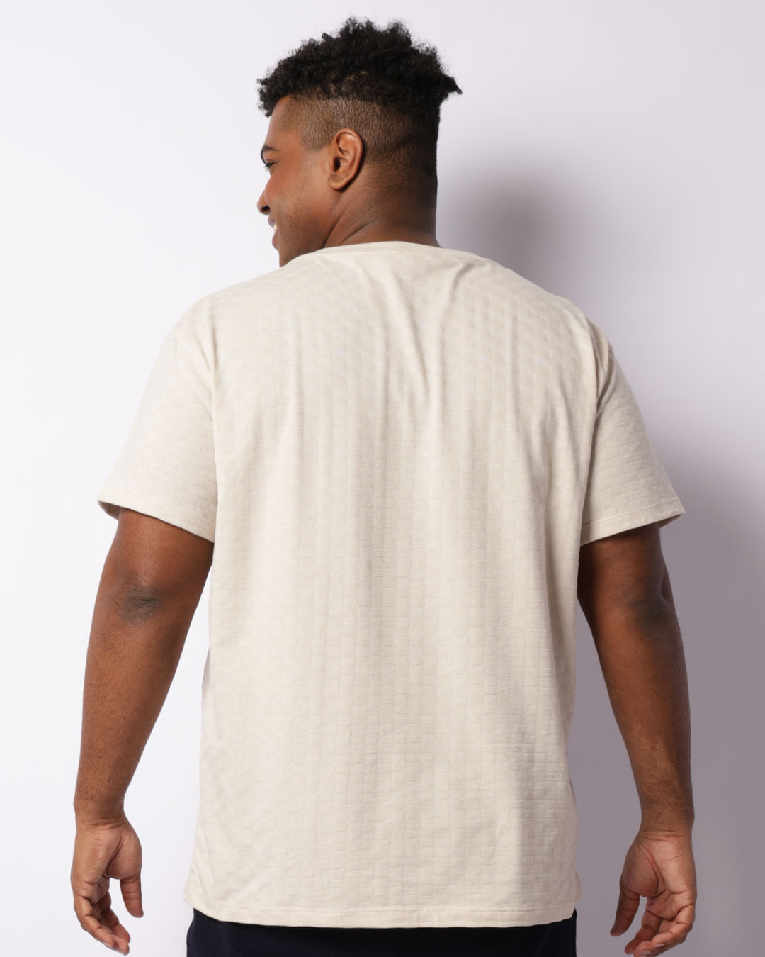 Camiseta-Quadriculada-Areia-Plus---Bege