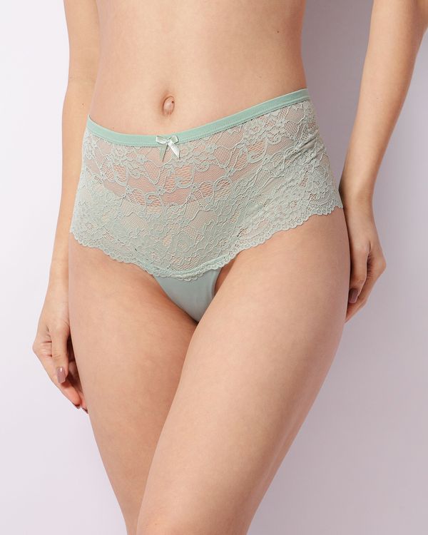 Calcinha Feminina Caleçon Cintura Alta Com Renda Verde G