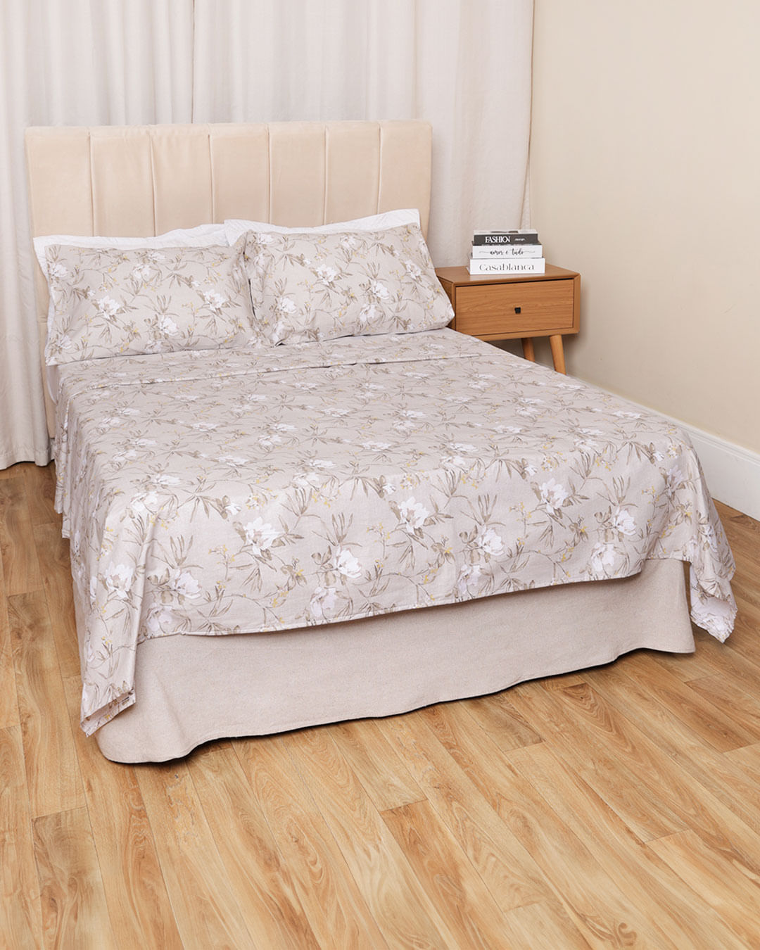 Jg-De-Cama-Attuale-150-Fios-Casal---Bege-Floral