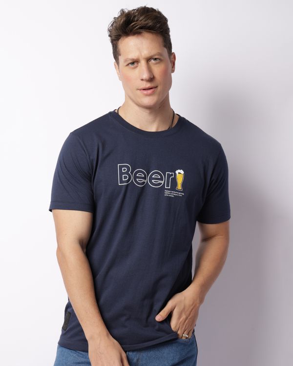Camiseta Masculina Estampa Cerveja Manga Curta Marinho GG
