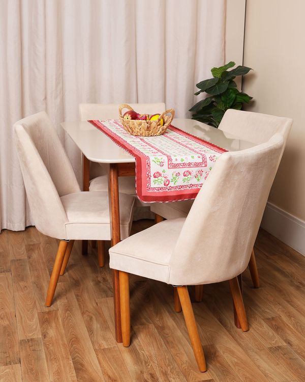 Trilho De Mesa Retangular 140cm x 40cm Estampado Vermelho UN