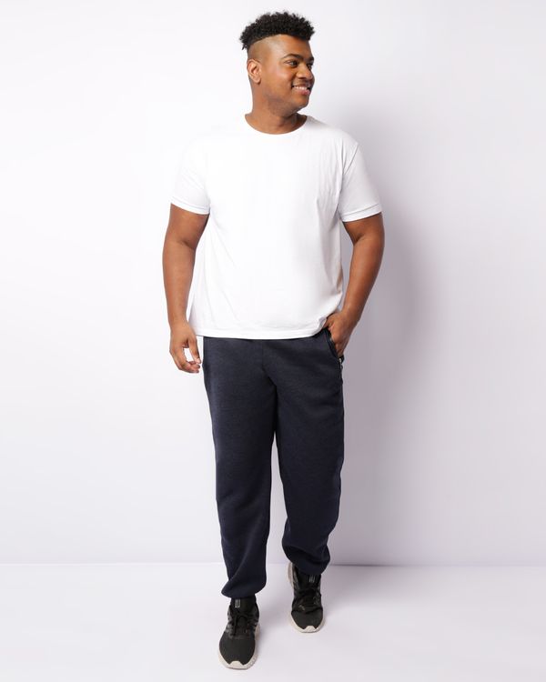 Calça Moletom Plus Size Masculina Peluciada Jogger Com Bolsos Marinho G4