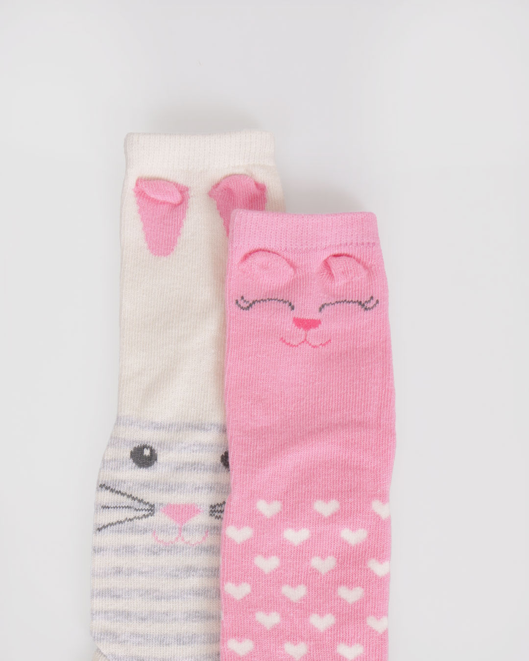 Kit-2-Pares-De-Meia-Infantil-Cano-Longo-Estampada-Rosa-E-Cinza