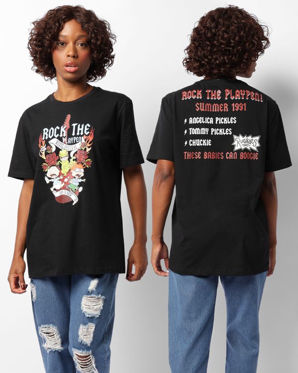 Camiseta Feminina Estampa Rugrats Os Anjinhos Manga Curta Preta G