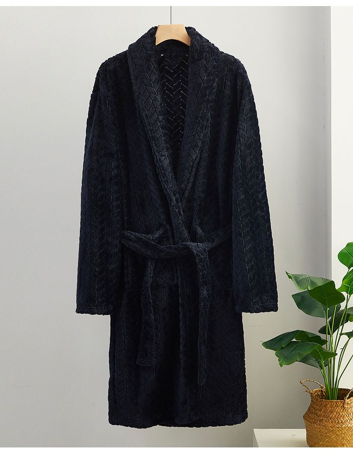 Roupao-Jacquard-Flannel-Fleece-Preto---Preto