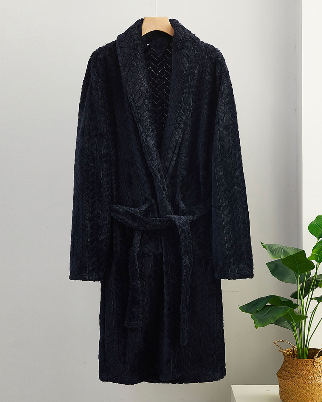 Roupao-Jacquard-Flannel-Fleece-Preto---Preto