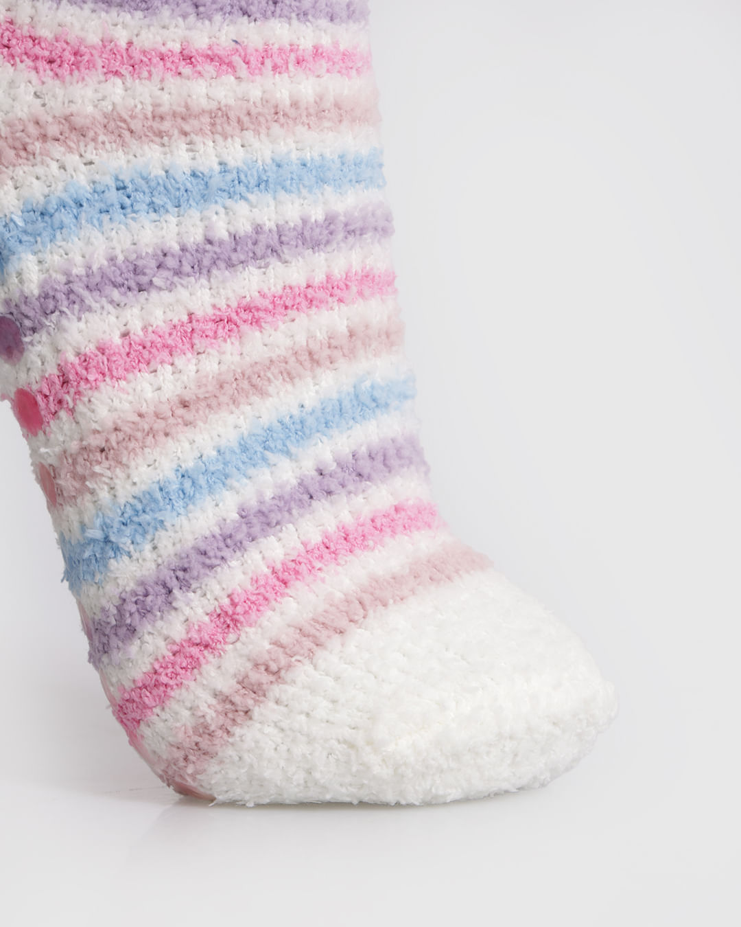 Meia-Chenille-Tor4-B5-Ccurto-Listrado---Branco-Listrado