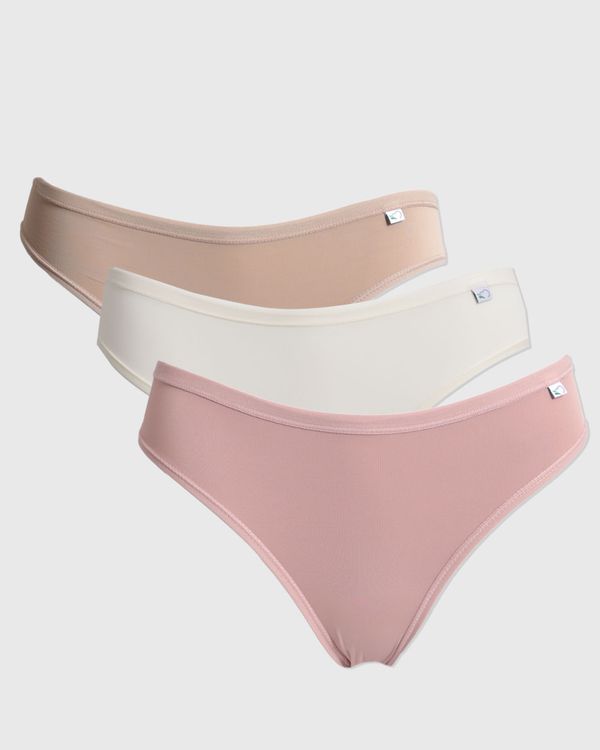Kit 3 Calcinhas Feminina Biquíni Delcotton Rosa Bege e Off White M