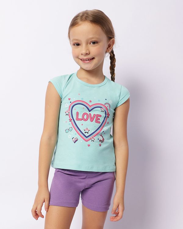 Conjunto Infantil Curto Estampa Frontal Love Verde 6