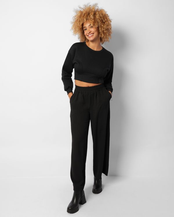 Calça Feminina Pantalona Com Bolsos Preta P
