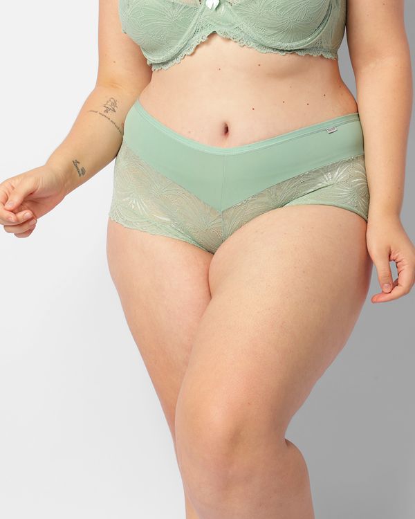 Calcinha Plus Size Feminina Caleçon Com Renda Verde 46