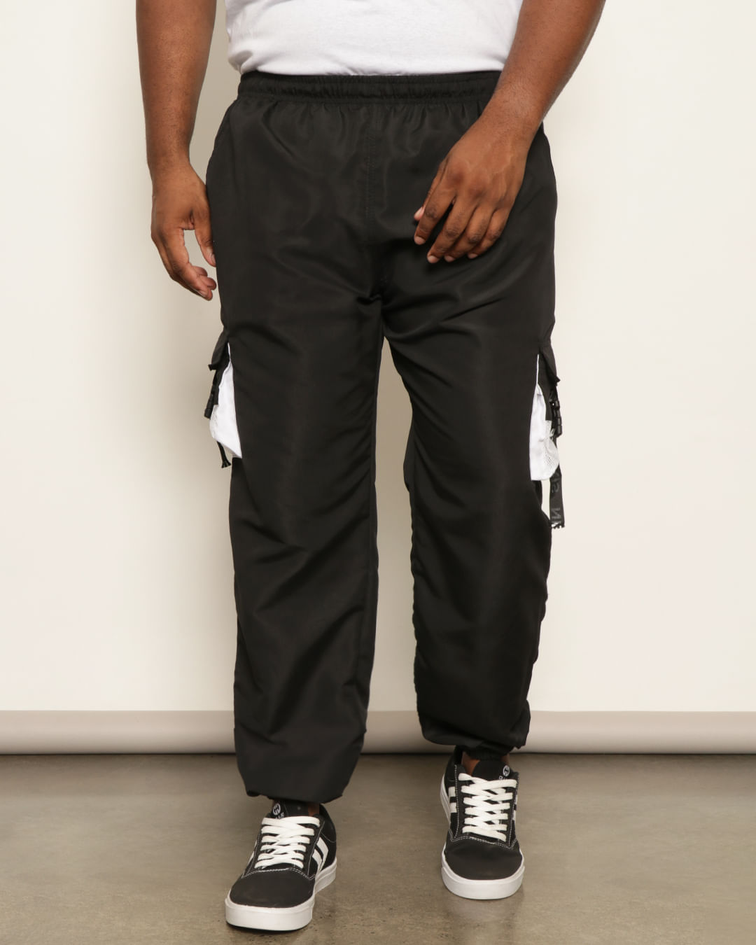 Plus Size Calça Tactel Preta Masculina Calça Plus Size Masculina