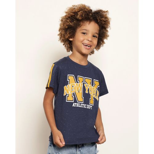 Camiseta Infantil Botonê Estampa New York Manga Curta Marinho