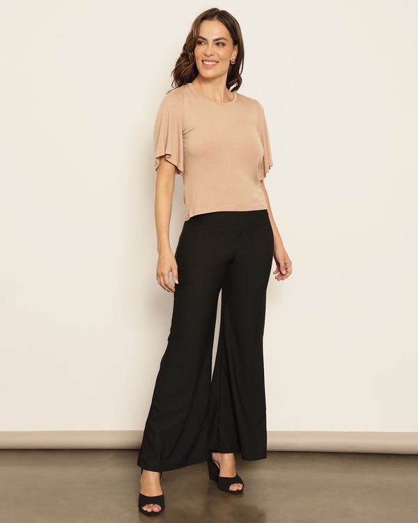 Calça Feminina Pantalona Texturizada Preta P