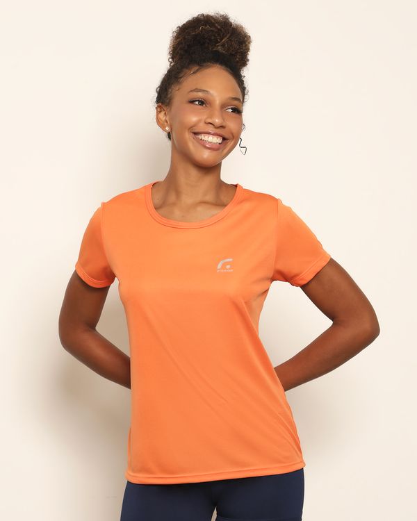 Blusa Feminina Manga Curta Fitness Fitter Laranja GG