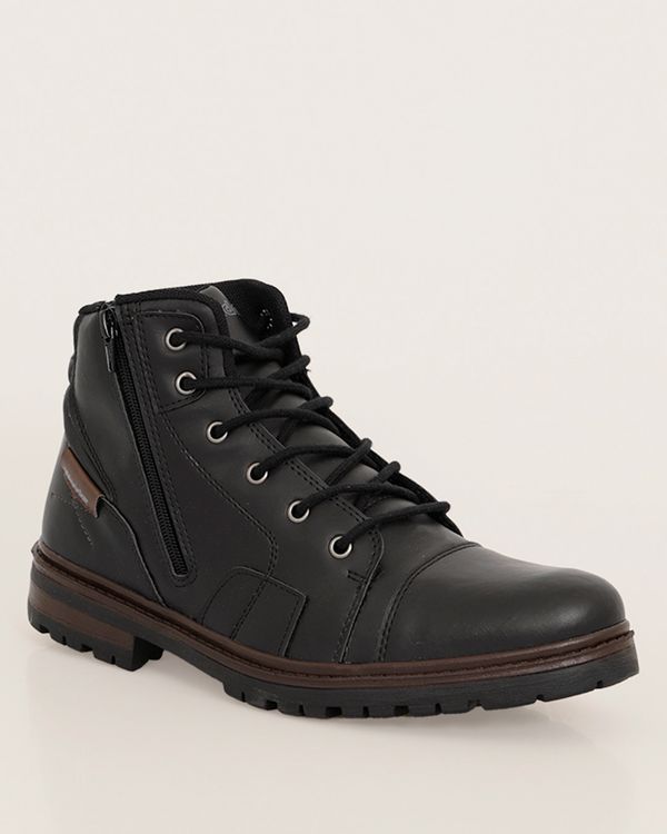 Bota Masculina Casual Wonder Tratorada Com Zíper Preta 43