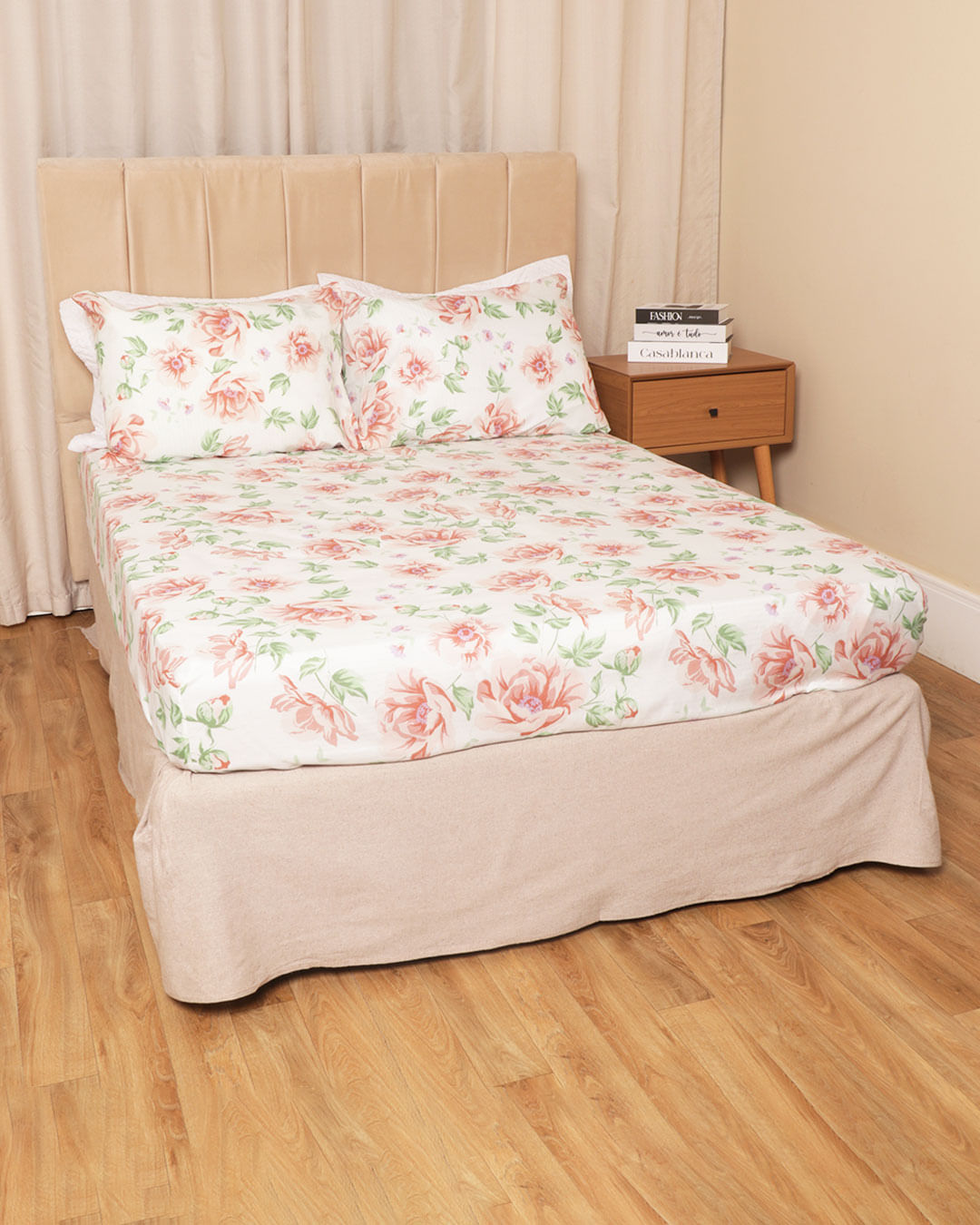 Jg-De-Cama-King-3-Pcs-Romantico---Verde-Medio