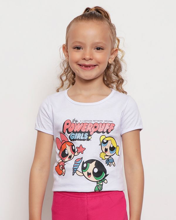 Camiseta Infantil As Meninas Superpoderosas Manga Curta Branca 10