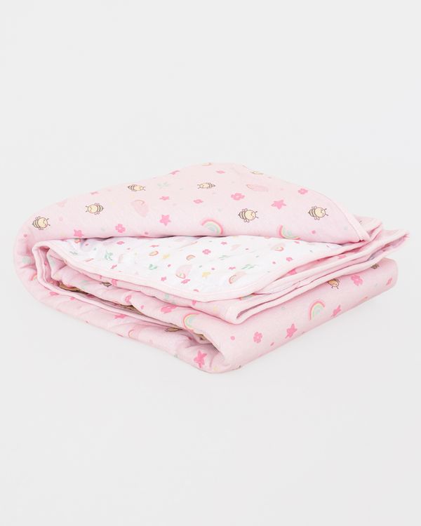 Edredom Berço Bebê Estampa Abelhinha Rosa UN