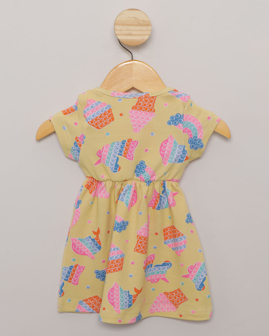 -Vestido-Bebe-Manga-Curta-Estampa-Sortida-Amarelo