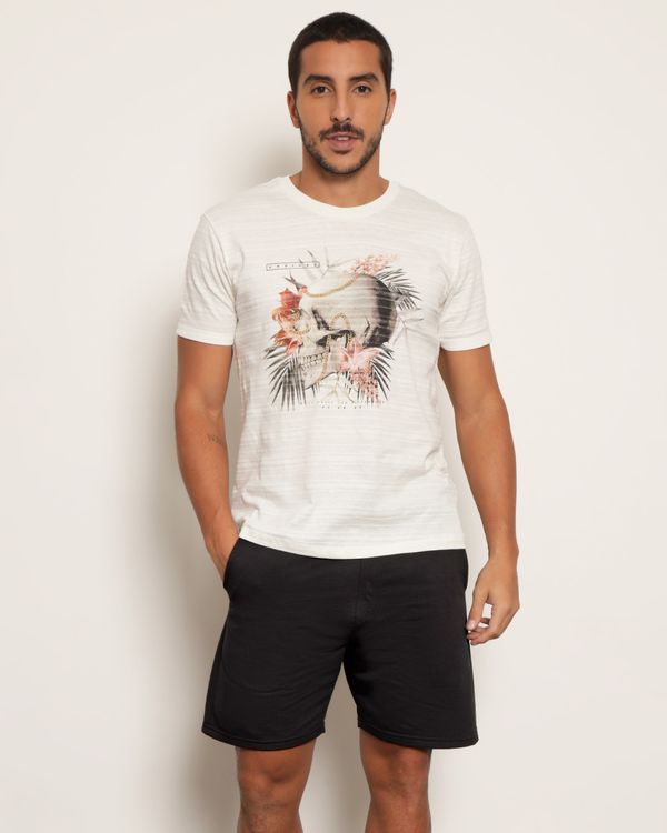 Camiseta Masculina Estampa Caveira Manga Curta Off White GG