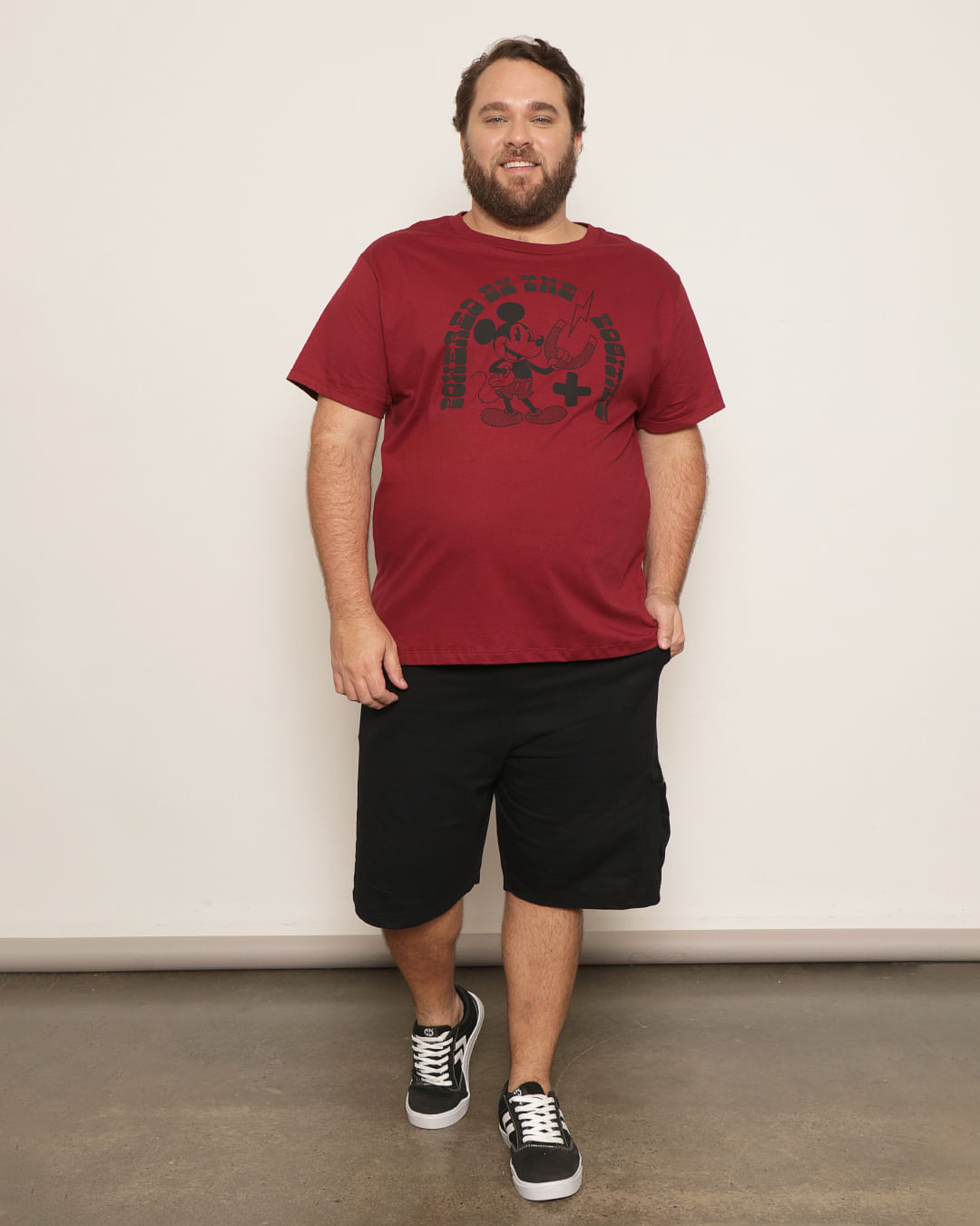 Camiseta-Mickey-Flocado-Bordo-Plus---Vermelho-Escuro