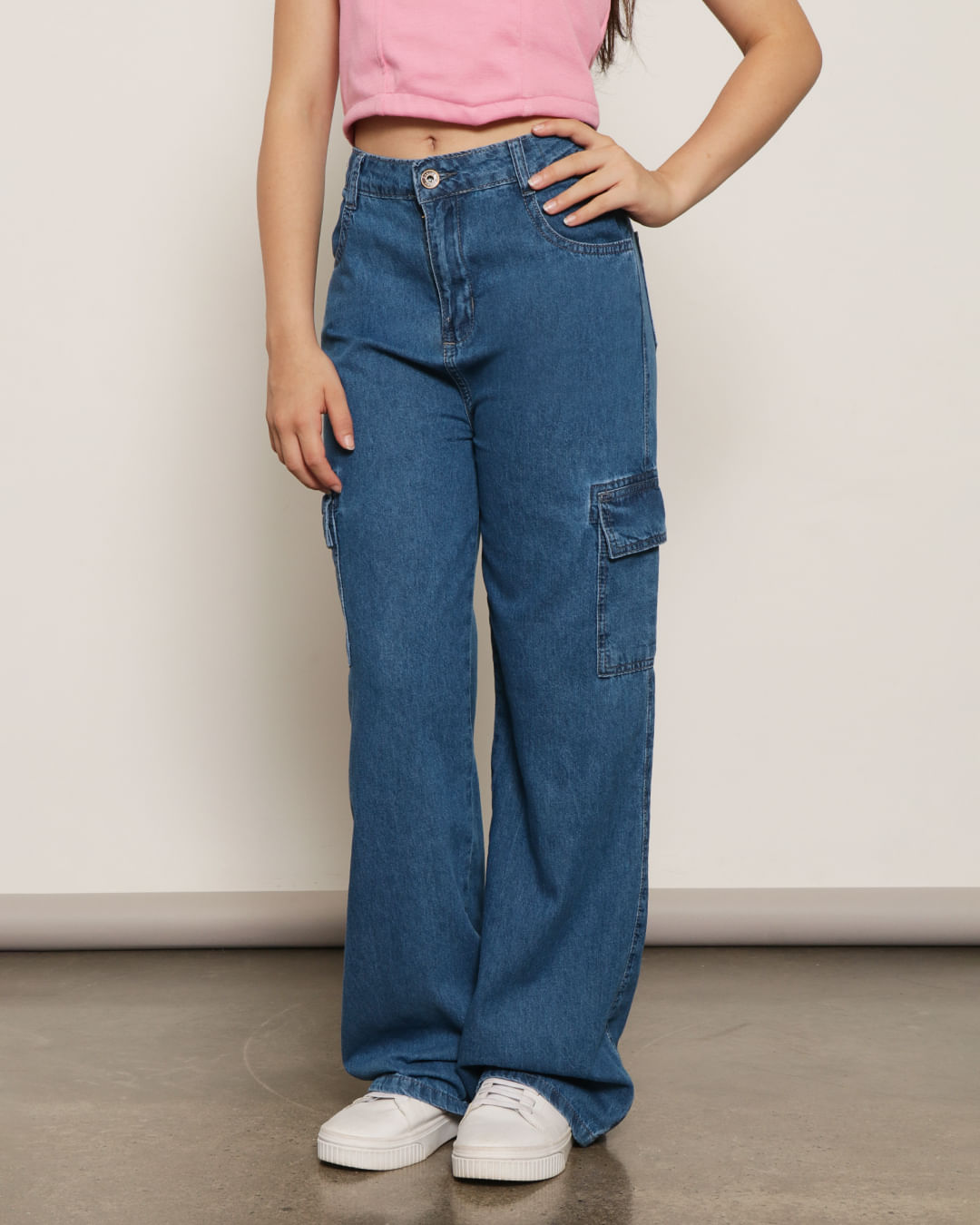 Calca-Cargo-Lm-F-1016---Blue-Jeans-Medio
