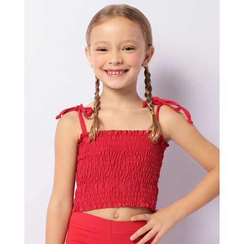 Regata Infantil Cropped Lastex Alcinha Vermelha