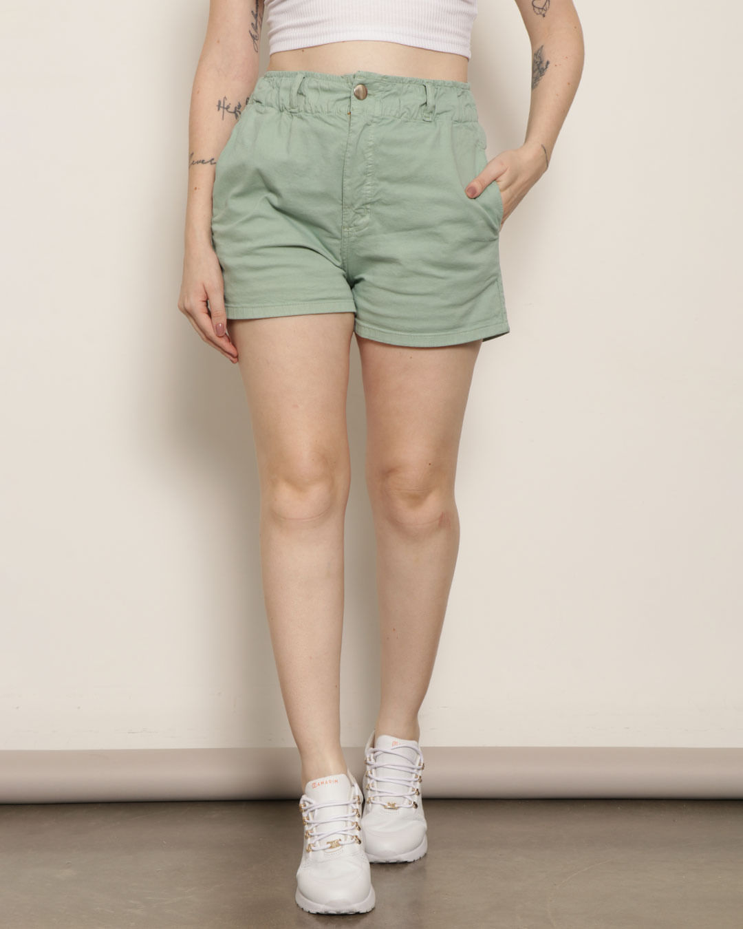 Short-J14-Srj-Com-Elastico-Cintura-Fem-A---Verde-Medio