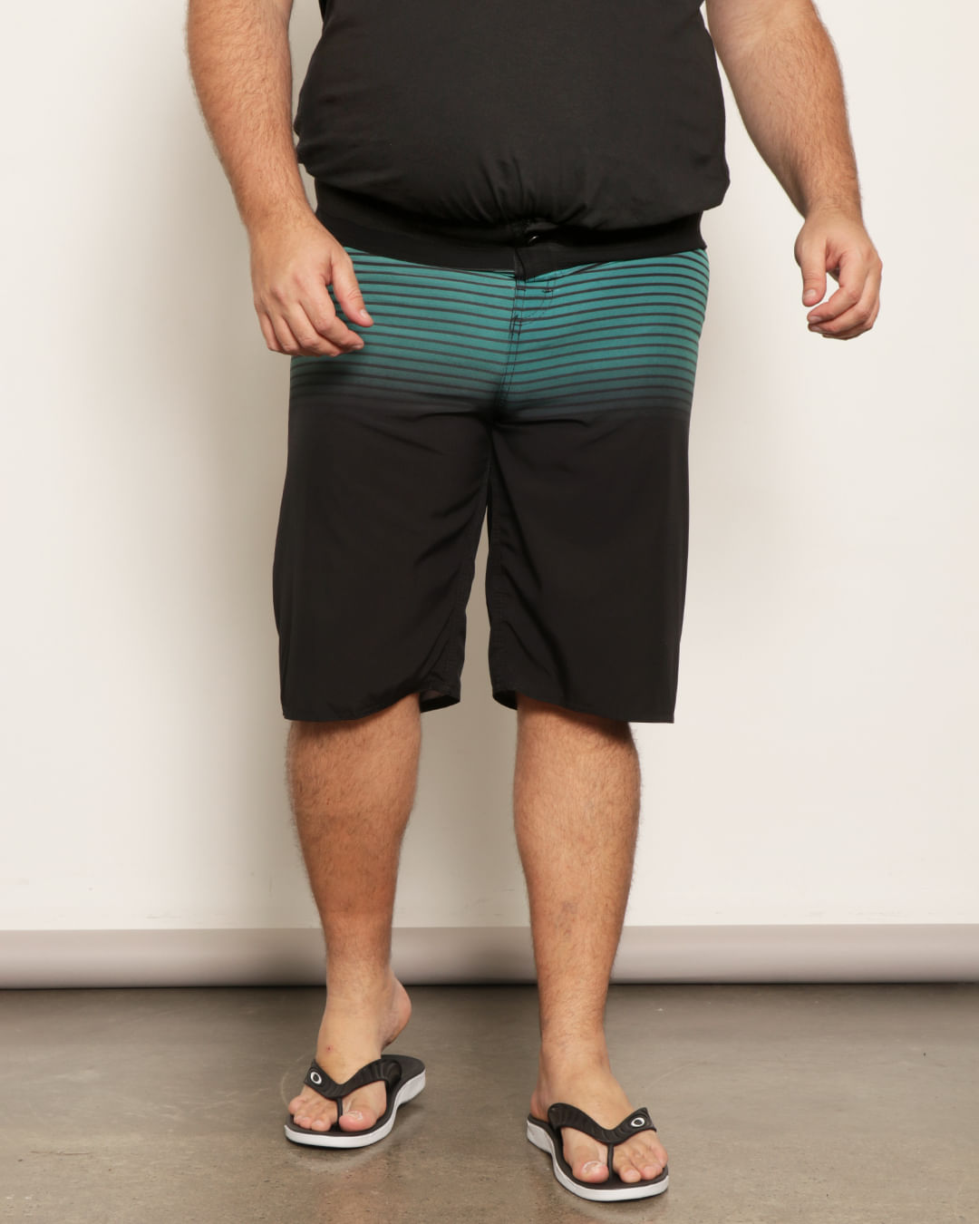 Berm-Plus-Size-Est-765ncos-Neoprene---Verde-Listrado