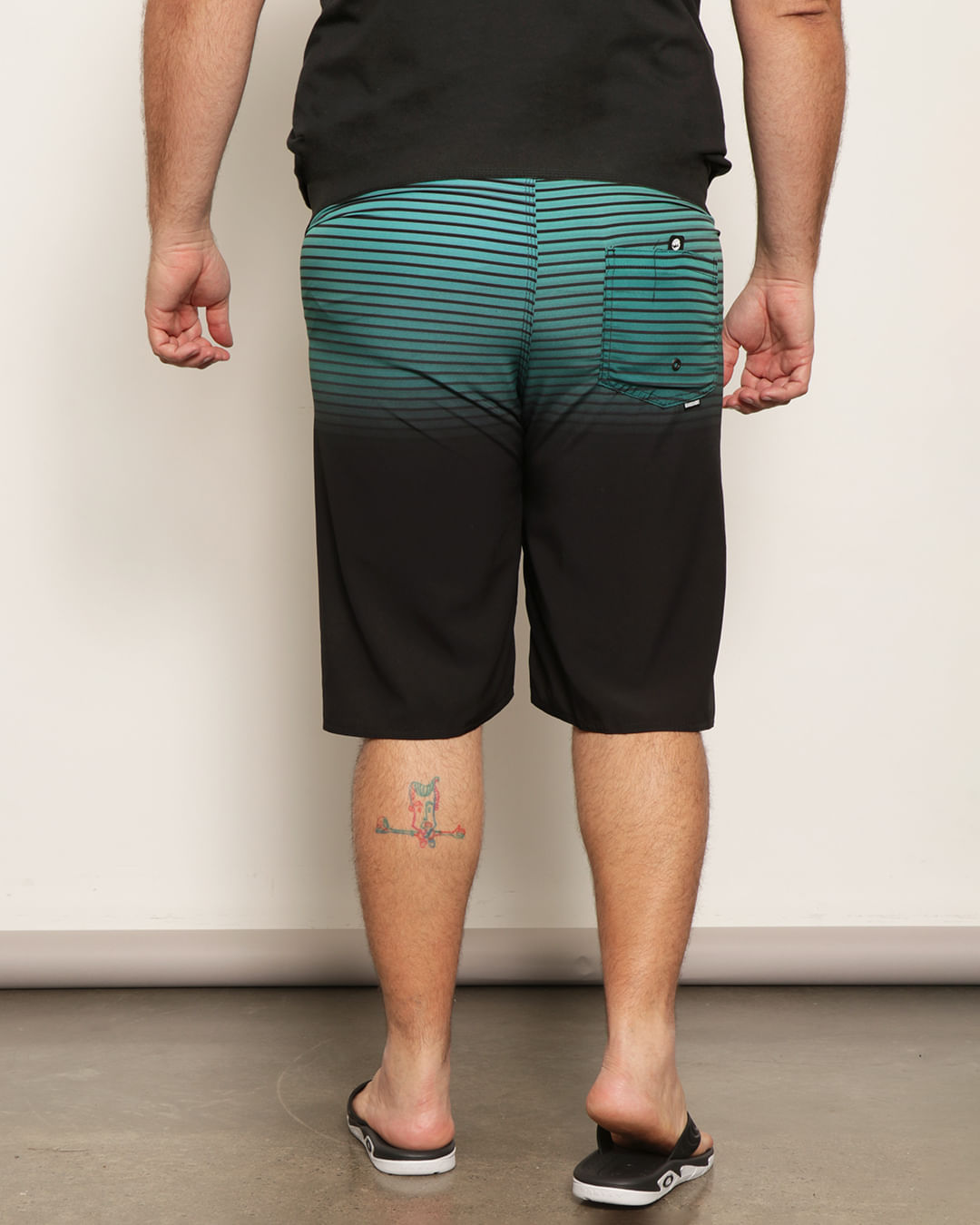 Berm-Plus-Size-Est-765ncos-Neoprene---Verde-Listrado