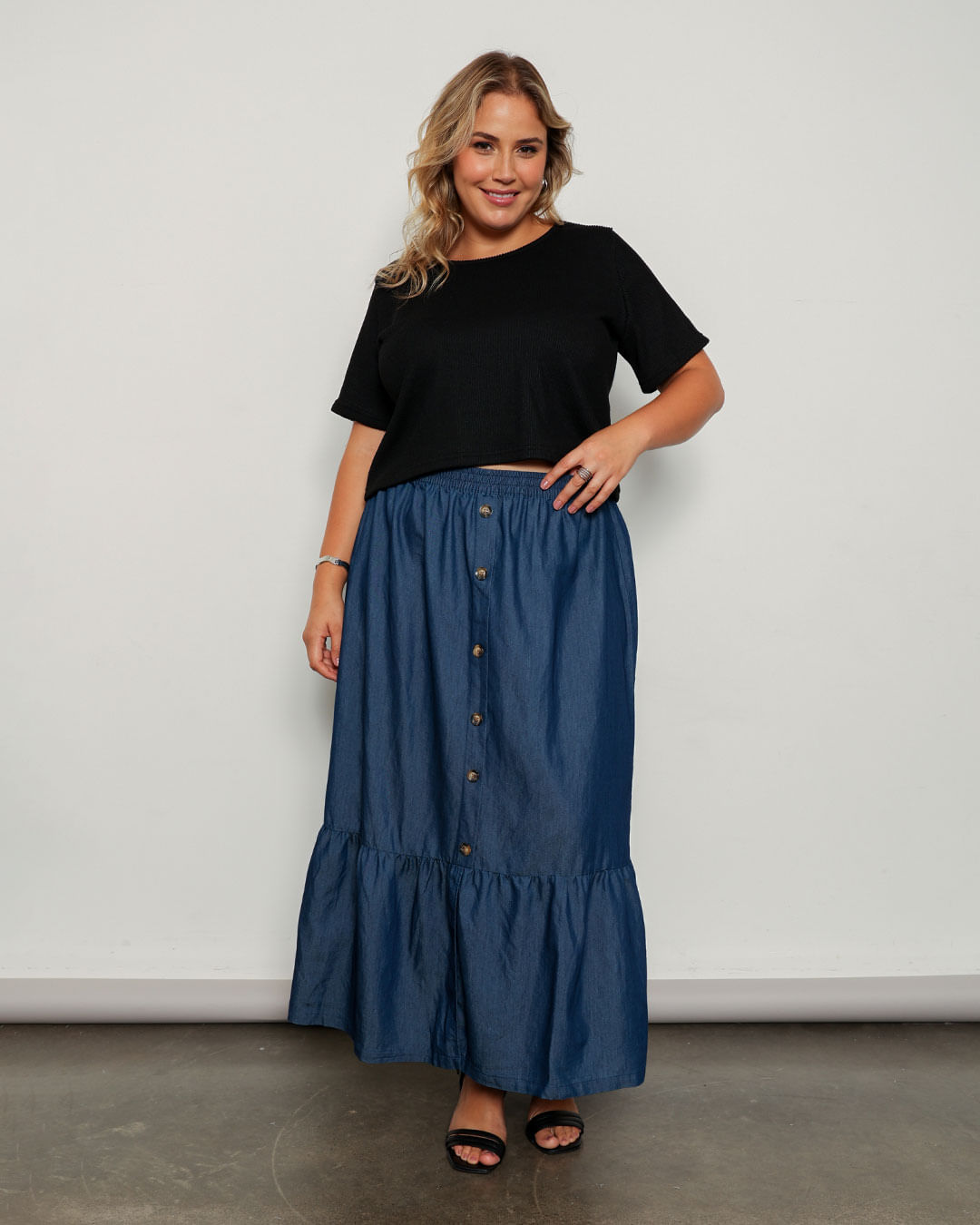 Saia feminina Plus Size Berry Três Marias Azul