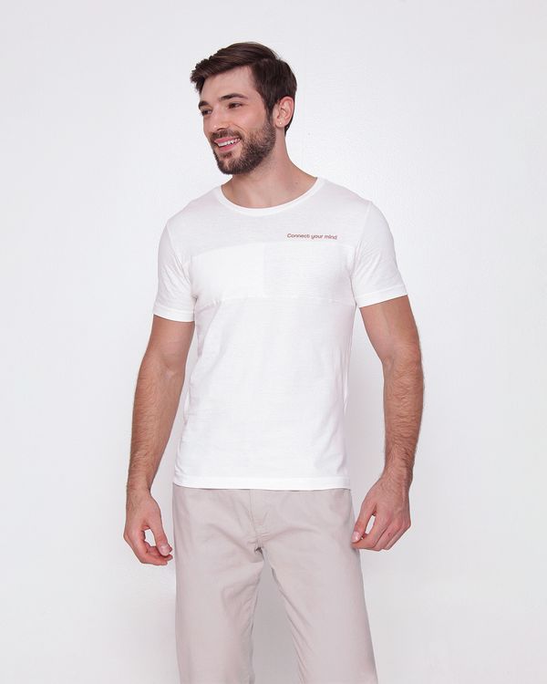 ​Camiseta Masculina Com Estampa Escrita Manga Curta Gola Careca Off White G