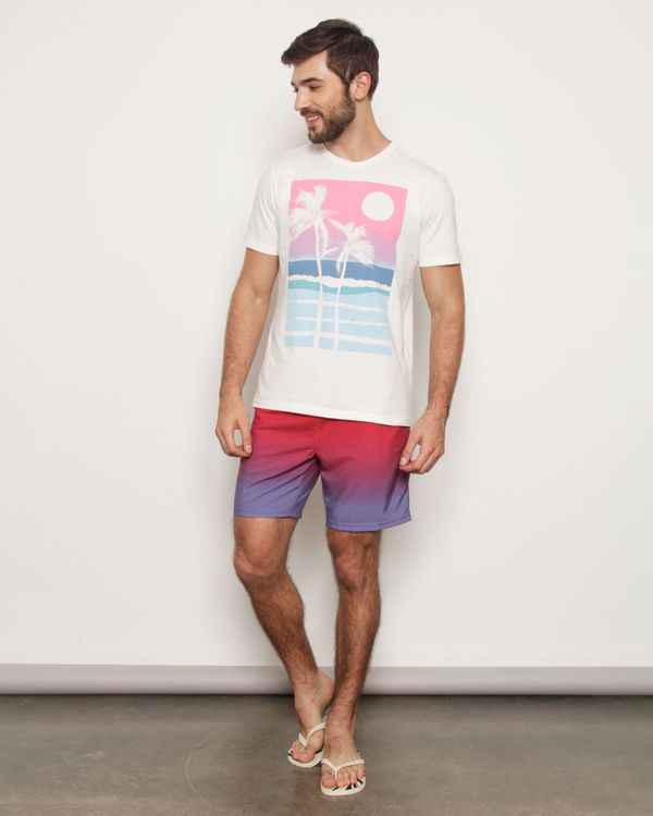 Bermuda Surf Masculina Reta com Cordão Degrade Vermelha GG