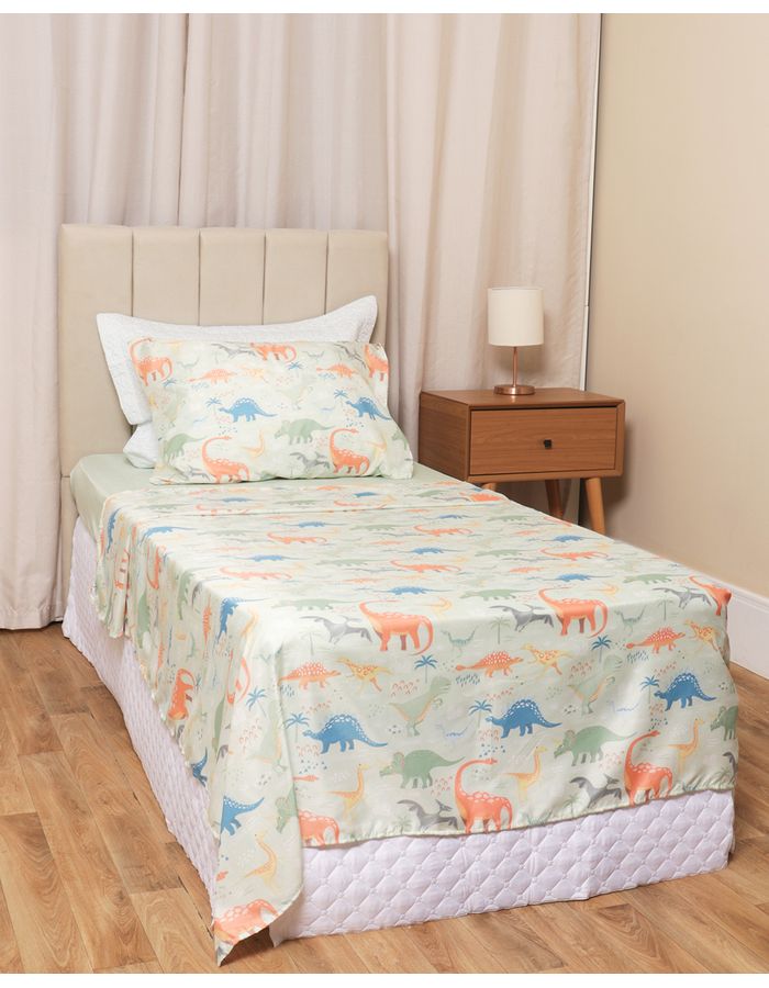 Jg-Cama-3-Pcs-Mf-Les-Dinossauro---Verde-Medio