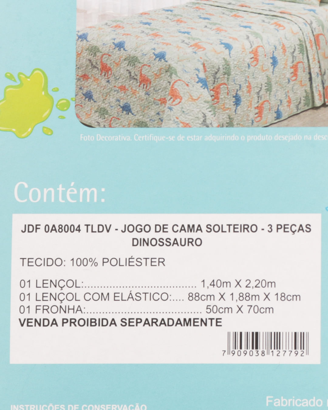 Jg-Cama-3-Pcs-Mf-Les-Dinossauro---Verde-Medio