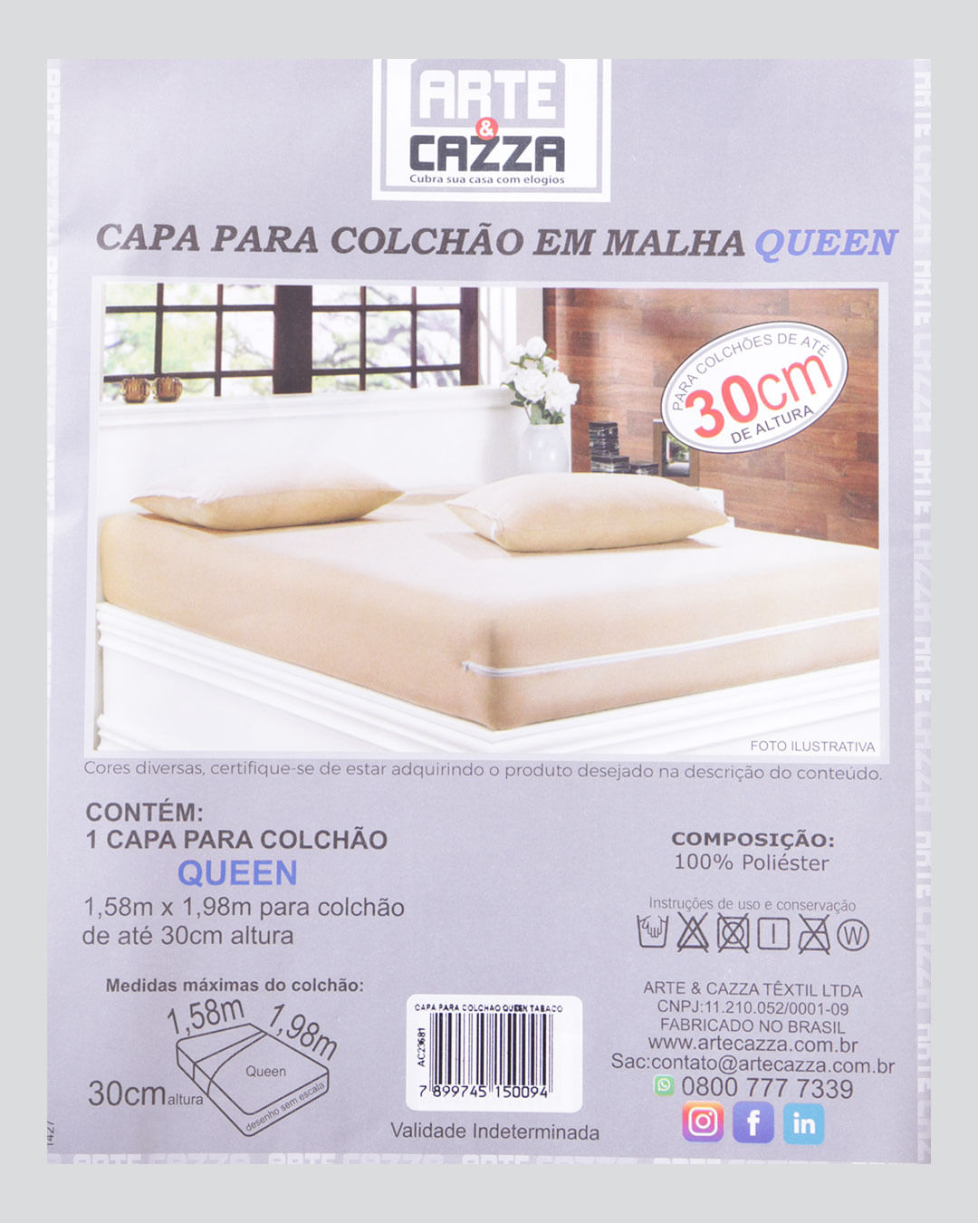 Capa-Colc-Queen-Canelada-Tabaco---Marrom-Escuro