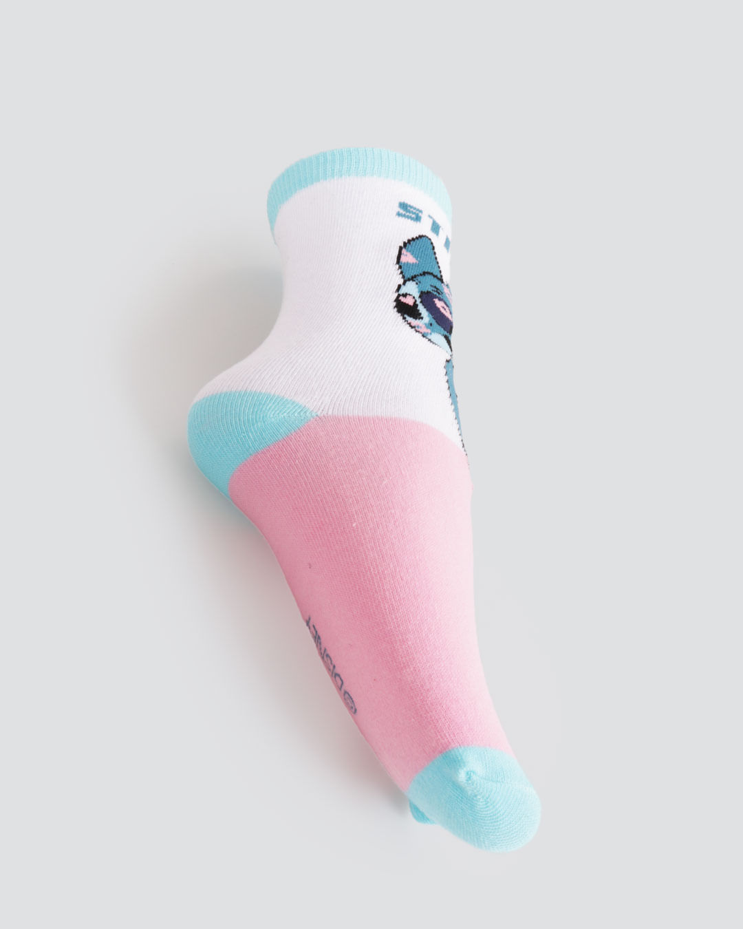 Meia Juvenil Disney Cano Longo Estampa Stitch Branca