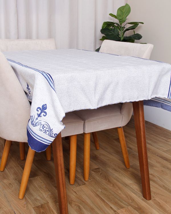 Toalha de Mesa Quadrada Raner 140cm x 140cm Estampada Cinza UN